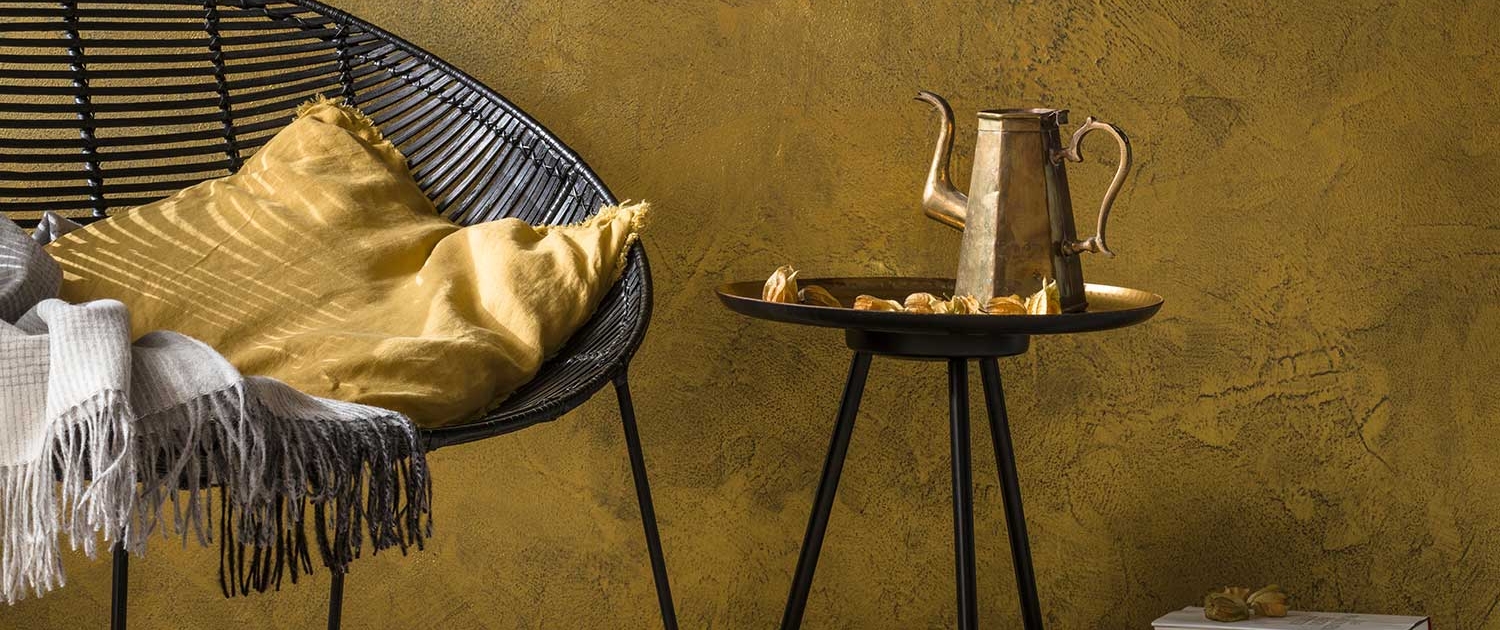 Edle Wandgestaltung in Goldoptik mit Spachteltechnik – Wohnraumgestaltung von Malerfachbetrieb Binder in Mülheim an der Ruhr